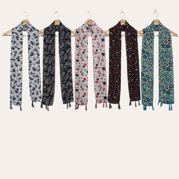 Blackblack and Whiteblue Printed Scarf  (Set of 5)