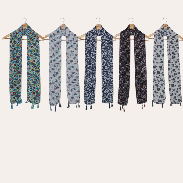 Blackwhite and Bluewhite Printed Scarf  (Set of 5)