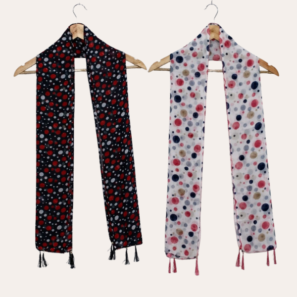 Bllaack and Whhiite Printed Scarf  (Set of 2)