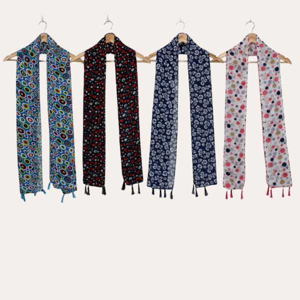 Blueblack and Whiteblue Printed Scarf  (Set of 4)