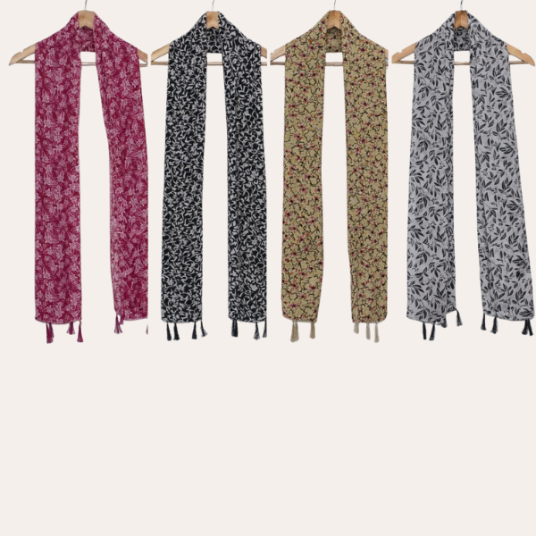 Pinkblack and Whitemustred Printed Scarf  (Set of 4)